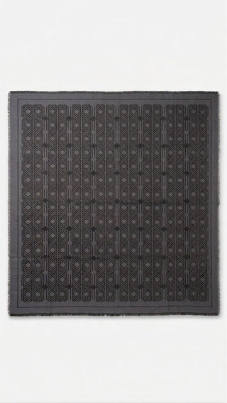 Wool & Silk Patterned Scarf – Grey