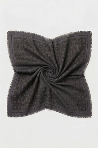 Wool & Silk Patterned Scarf – Grey