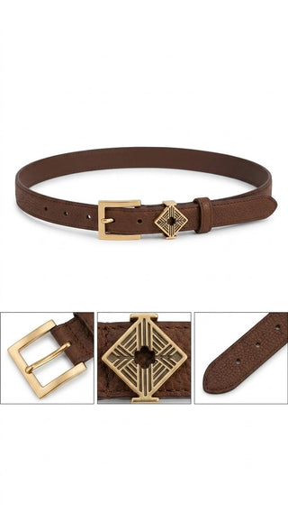 Suede-Effect Belt – Brown