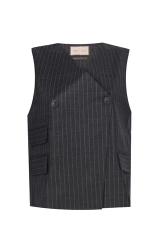 Lola Double-Breasted Relaxed Vest – Gray