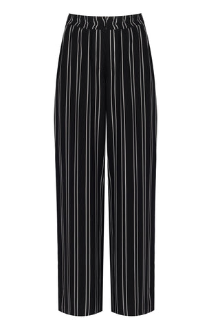 Lupita Striped Wide-Leg Pants – Black