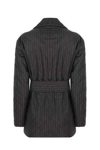 Berta Belted Quilted Wool Jacket – Black