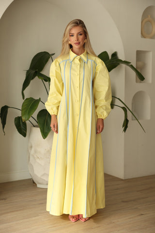 Santorini Yellow Striped Maxi Dress