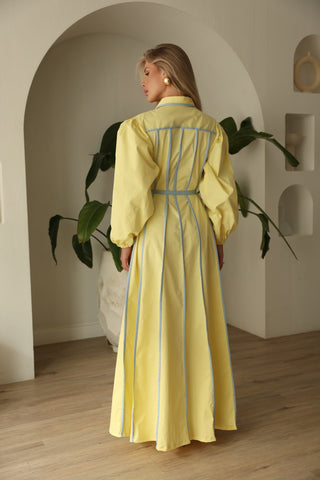 Santorini Yellow Striped Maxi Dress