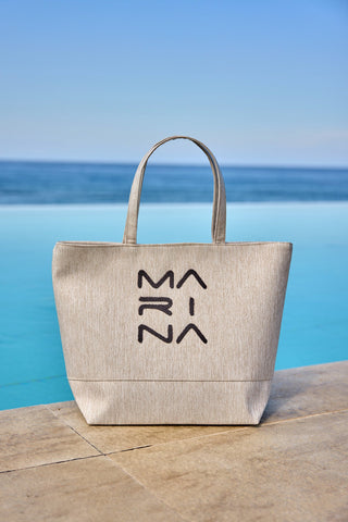 Cream Beach Bag with Zipper CA2501-3