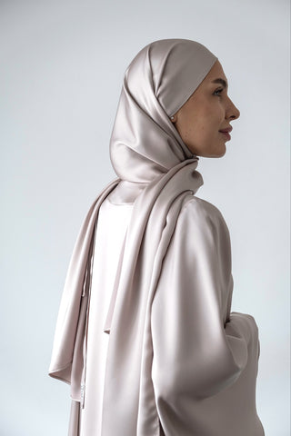 Satin Butterfly Abaya Set with Inner Dress and Scarf