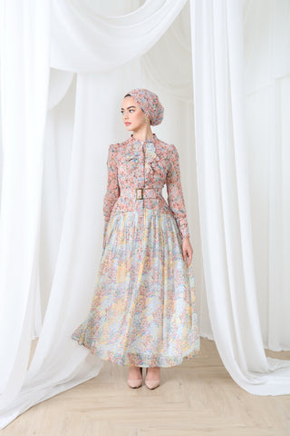 Soft – Pastel Floral Chiffon Maxi Dress | Modest Luxury