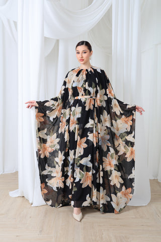 Lily – Floral Chiffon Butterfly Maxi Dress | Modest Luxury
