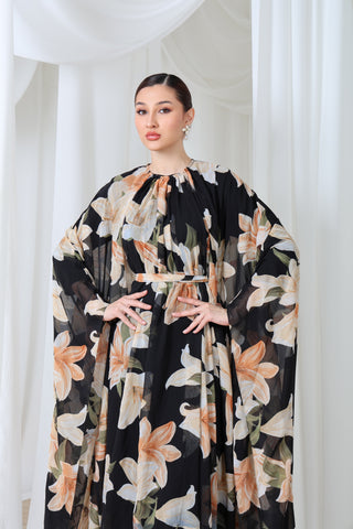 Lily – Floral Chiffon Butterfly Maxi Dress | Modest Luxury