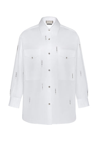 Teardrop Swarovski-Embellished Cotton Shirt - White