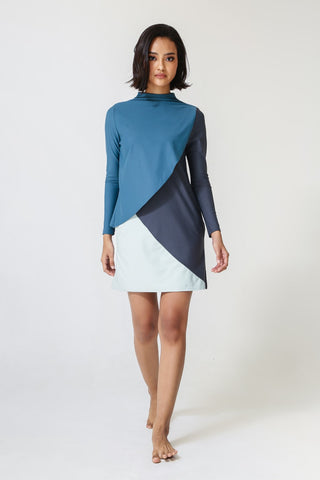 Cape Swim Dress - Wave