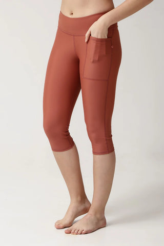 Capri Swimming Leggings with the Pocket - Clay