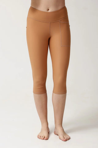 Capri Swimming Leggings with the Pocket - Sand