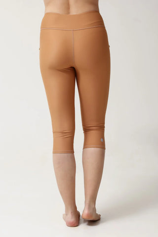 Capri Swimming Leggings with the Pocket - Sand