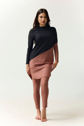 Maya Swim Dress - Black/Earth