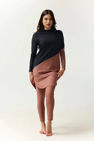 Maya Swim Dress - Black/Earth