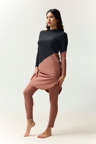 Maya Swim Dress - Black/Earth
