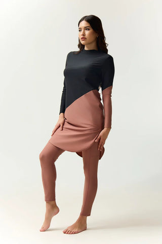 Maya Swim Dress - Black/Earth