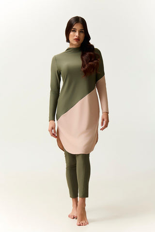 Maya Swim Dress - Olive/Shell