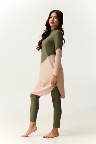 Maya Swim Dress - Olive/Shell