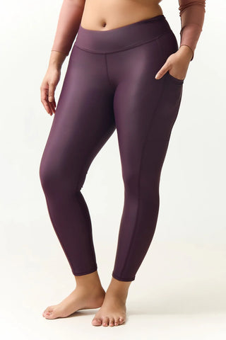 Swimming Leggings with Pockets - Plum