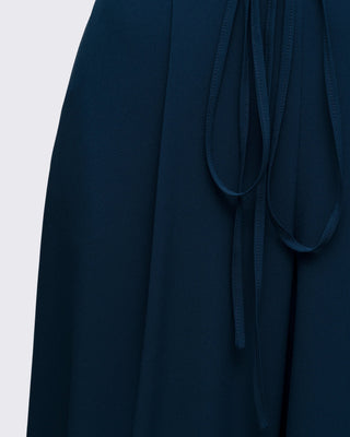 Loom-Ayarlanabilir Bel Detaylı Geniş Paça Pantolon - Lacivert