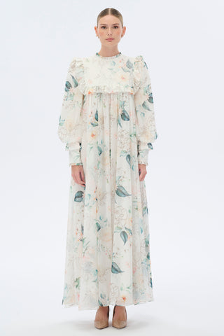 Floral Ruffle Maxi Dress – Ecru