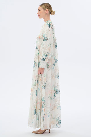 Floral Ruffle Maxi Dress – Ecru
