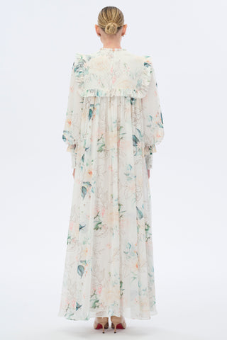 Floral Ruffle Maxi Dress – Ecru