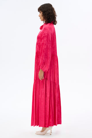 Fuchsia Oversized Baby Collar Maxi Dress