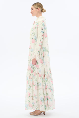 Peony Lace Elegance Maxi Dress