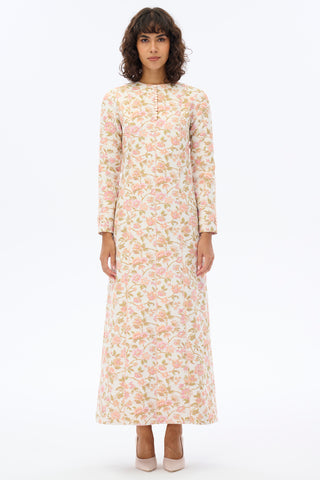 Blush Bloom Brocade Maxi Dress