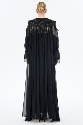 Embellished Oversized Chiffon Maxi Dress - Black
