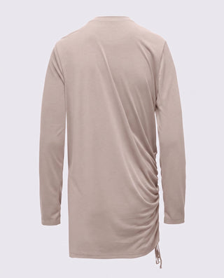 Modal Kumaşlı Ayarlanabilir Drape Detaylı Uzun Üst - Bej