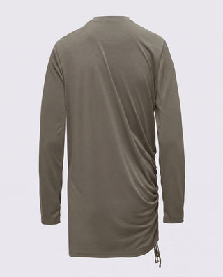 Modal Kumaşlı Ayarlanabilir Drape Detaylı Uzun Üst - Çağla Yeşili