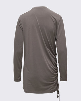 Modal Kumaşlı Ayarlanabilir Drape Detaylı Uzun Üst - Haki