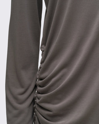 Modal Kumaşlı Ayarlanabilir Drape Detaylı Uzun Üst - Haki