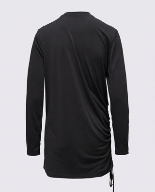 Modal Kumaşlı Ayarlanabilir Drape Detaylı Uzun Üst - Siyah