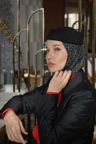 Grey Leopard Ready-to-Wear Hijab