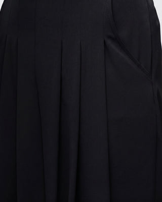 Pile Detaylı Geniş Paça Pantolon - Siyah