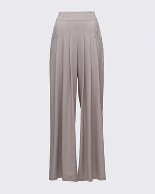 Pile Detaylı Geniş Paça Pantolon - Vizon