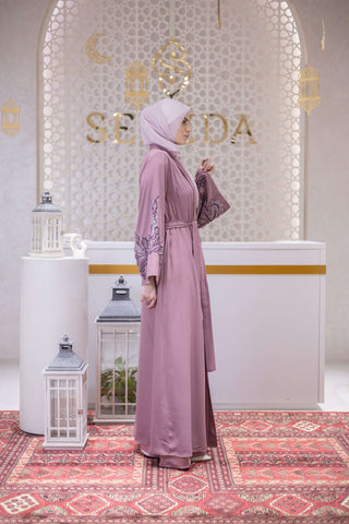 Silk Dynasty Embellished Abaya – Dusty Rose