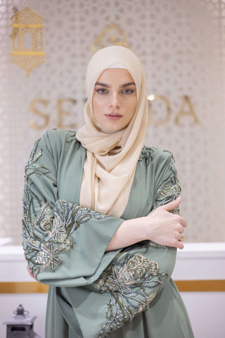 Desert Crown Embellished Abaya – Green