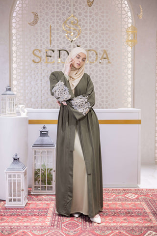 Golden Horizon Embellished Abaya – Green