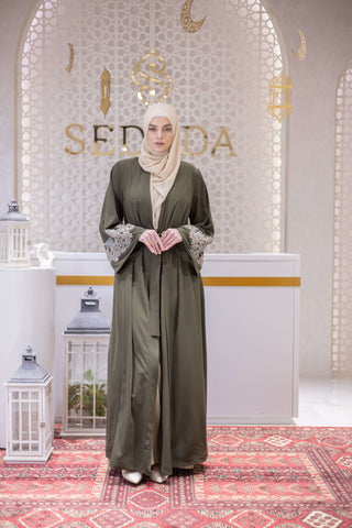 Golden Horizon Embellished Abaya – Green