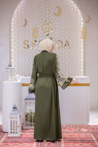 Majestic Whisper Embellished Abaya – Green