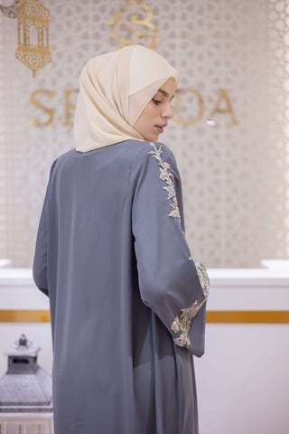 Pearl Aura Embellished Abaya – Gray