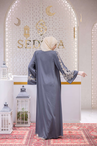 Pearl Aura Embellished Abaya – Gray