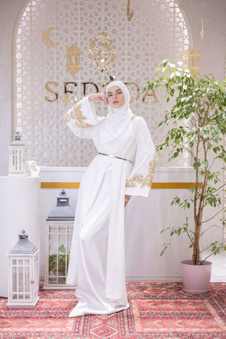 Opal Desert Embellished Abaya – White