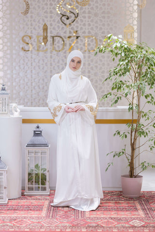 Opal Desert Embellished Abaya – White